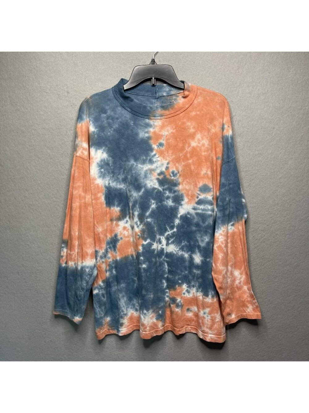 We The Free Be Free Tie Dye Orange & Blue Oversized Long Sleeve Tee S